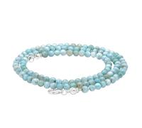 Lebensquelle Plus Collana con perline in pietra preziosa + chiusura in argento 925 | Perline Ø 4 mm con moschettone, lunghezza 45 cm | Collana di alta qualità (Larimar)