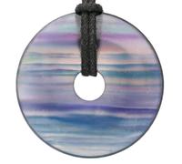 Lebensquelle Plus Donut in Pietra Naturale Ø 40 mm con Cordoncino in Cotone e Scheda informativa | Pendente con Cordoncino Incluso (Fluorite Multicolore)