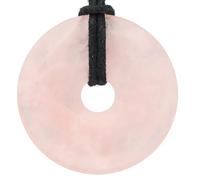 Lebensquelle Plus Donut in Pietra Naturale Ø 40 mm con Cordoncino in Cotone e Scheda informativa | Pendente con Cordoncino Incluso (Quarzo Rosa)