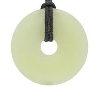Lebensquelle Plus Donut in Pietra Naturale Ø 40 mm con Cordoncino in Cotone e Scheda informativa | Pendente con Cordoncino Incluso (Giada Cinese)