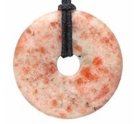Lebensquelle Plus Donut in Pietra Naturale Ø 40 mm con Cordoncino in Cotone e Scheda informativa | Pendente con Cordoncino Incluso (Pietra del Sole)