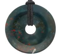 Lebensquelle Plus Donut in pietra naturale Ø 40 mm con cordoncino in cotone e scheda informativa | Pendente con cordoncino incluso (Eliotropio)