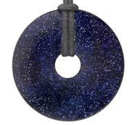 Lebensquelle Plus Donut in pietra naturale Ø 40 mm con cordoncino in cotone e scheda informativa | Pendente con cordoncino incluso (Goldstone blu)
