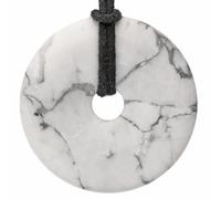Lebensquelle Plus Donut in Pietra Naturale Ø 40 mm con Cordoncino in Cotone e Scheda informativa | Pendente con Cordoncino Incluso (Magnesite)