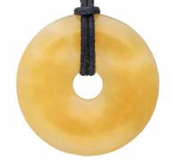 Lebensquelle Plus Donut in Pietra Naturale Ø 40 mm con Cordoncino in Cotone e Scheda informativa | Pendente con Cordoncino Incluso (Calcite Arancione)