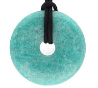 Lebensquelle Plus Donut in pietra naturale Ø 40 mm con cordoncino in cotone e scheda informativa | Pendente con cordoncino incluso (Amazonite)