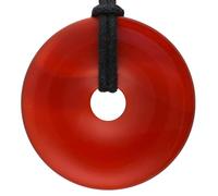 Lebensquelle Plus Donut in Pietra Naturale Ø 40 mm con Cordoncino in Cotone e Scheda informativa | Pendente con Cordoncino Incluso (Corniola)