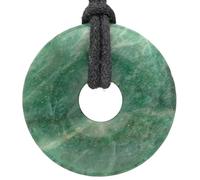 Lebensquelle Plus Donut in pietra preziosa Ø 30 mm con cordoncino in cotone | Ciondolo naturale | Collana curativa, incluso il cordoncin (Prasio)