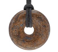 Lebensquelle Plus Donut in pietra preziosa Ø 30 mm con cordoncino in cotone | Ciondolo naturale | Collana curativa, incluso il cordoncin (Bronzite)