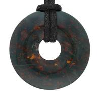 Lebensquelle Plus Donut in pietra preziosa Ø 30 mm + cordoncino in cotone + scheda pietra | Ciondolo naturale | Vera collana curativa, incluso il cordoncino (Heliotrop)