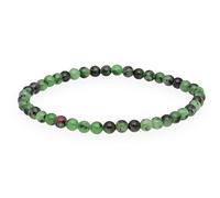 Lebensquelle Plus Zoisit con mini bracciale a sfera Rubin, 4-5 mm, bracciale con pietre preziose di alta qualità, flessibile, 19 cm, Mittelgroße, Pietra, Zoisite con rubino