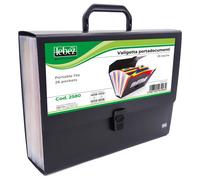 LEBEZ - 2580 - Valigetta portadocumenti - 25 tasche colorate - PPL - nero - Lebez - 77422 - Conf. da 1 Pz. - 2580