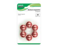 LEBEZ - MR-20-R - Bottoni magnetici - diametro 2 cm - rosso - Lebez - blister 12 pezzi - 45526 - Conf. da 1 Pz.