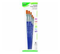 Lebez - Pennelli per Dipingere in Setola Sintetica, Set 5 Pennelli Pittura Acrilico, Acquerello e Tempera con Punta Piatta e Manico in Legno - 5 Misure Diverse per Artisti, Adulti e Bambini