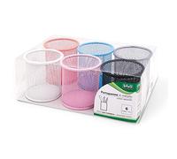 Bicchieri portapenne - rete metallica colorata - 8,5x10 cm - Lebez - conf. 6 pezzi