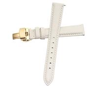 LEBINA Cinturino con Chiusura a Farfalla Bracciale Semplice per Orologio Bianco 12 13 14 15 16 17mm, Bianco-oro-b1, 12mm