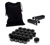 LEBOKJ 24 Pezzi Copridadi Ruota 17mm,Copridadi Ruota per Auto,Copri Dadi Pneumatici Esagonali Universali,Coperture Copricerchi con Estrattore (Nero) per Tutte Le Marche di Auto