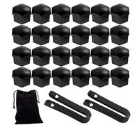 LEBOKJ 24 Pezzi Copridadi Ruota 21mm,Copridadi Ruota per Auto,Copri Dadi Pneumatici Esagonali Universali,Coperture Copricerchi con Estrattore (Nero) per Tutte Le Marche di Auto