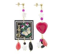 Lebole Gioielli Orecchini da Donna Mix&Match The Tag Fiore e Farfalla Fucsia