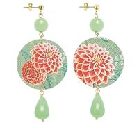 Lebole Gioielli Orecchini da Donna The Circle Fiore Rubino Classico Verde Giada