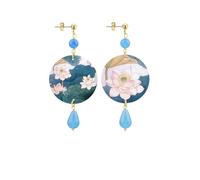 Lebole Gioielli Orecchini The Circle da Donna Fiore Bianco Piccolo Azzurro