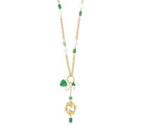 Lebole Maison COLLANA KIN LUNGA 2 KOI OTTONE CON PIETRE VERDI E MADREPERLA