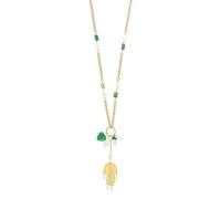Lebole Maison COLLANA KIN LUNGA KIMONO OTTONE CON PIETRE VERDI E MADREPERLA