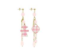 Lebole Maison Orecchini Bambina e Cuore Ciuffo Tessuto Rosa