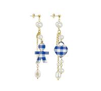 Lebole Maison Orecchini Bambino e Cuore Ciuffo Tessuto Perla