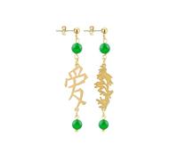 LEBOLE MAISON ORECCHINI KANJI AMORE BAMBÙ MINI OTTONE PIETRA VERDE