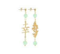 LEBOLE MAISON ORECCHINI KANJI FORTUNA BAMBÙ MINI OTTONE PIETRA VERDE GIADA
