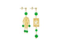 LEBOLE MAISON ORECCHINI KIMONO OTTONE TRAFORATO MINI PIETRA VERDE