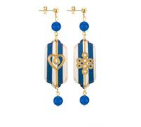 Lebole Maison Orecchini Mizuhiki Cuore e Infinito Mini Righe Blu