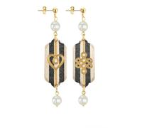 Lebole Maison Orecchini Mizuhiki Cuore e Infinito Mini Righe Nero