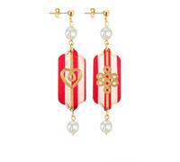 Lebole Maison Orecchini Mizuhiki Cuore e Infinito Mini Righe Rosso