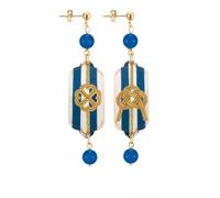 Lebole Maison Orecchini Mizuhiki Quadrifoglio e Nodo Mini Righe Blu