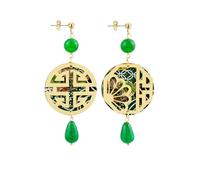 LEBOLE MAISON ORECCHINI SAN XING FU SETA MINI PIETRA VERDE