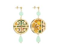 LEBOLE MAISON ORECCHINI SAN XING FU SETA MINI PIETRA VERDE GIADA