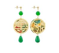 LEBOLE MAISON ORECCHINI SAN XING SHOU SETA MINI PIETRA VERDE