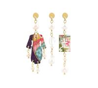 LEBOLE MAISON TRIS ORECCHINI MINI SETA KIMONO LETTERA E PIETRA PERLA