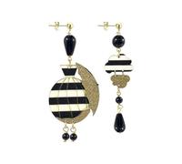 Lebole Orecchini Donna, Orecchini Donna Pendenti Eleganti e Leggeri, con Tessuti di Antichi Kimono Giapponesi, Pietre Naturali e Ottone Galvanizzato Oro, Gioielli Donna Artigianali Made in Italy