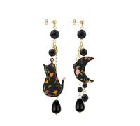 Lebole Orecchini Donna, Orecchini Donna Pendenti Eleganti e Leggeri, con Tessuti di Antichi Kimono, Pietre Naturali e Ottone Galvanizzato Oro, Gioielli Donna Artigianali Made in Italy
