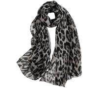 LEBOOBELL Donna leopardo stampa sciarpe Lady leggero sciarpa morbido crema solare scialli Vintage avvolgere sciallo grigio