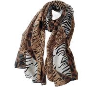 LEBOOBELL Donna leopardo stampa sciarpe Lady leggero sciarpa morbido crema solare scialli Vintage avvolgere sciallo tigre striscia marrone