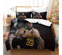 LeBron James 3 Pezzi 3D Stampa Digitale Copripiumino Set Copripiumino Set Di Biancheria Da Letto Microfibra Morbido Con Cerniera E Federe Per Bambini Super King（260x220cm）