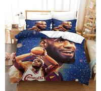 LeBron James Copripiumino Stampato 3D Con Federe Set Di Biancheria Da Letto Per Con Chiusura A Cerniera Set Di Copripiumino in Microfibra Morbida Double（200x200cm）