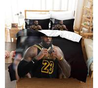 LeBron James Set Copripiumino 3D Copripiumino Con Set Da Letto in Microfibra, Copripiumino Stampato Per Adulti E Bambini Morbido Single（140x200cm）