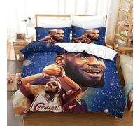 LeBron James Set Di Biancheria Da Letto 3 Pezzi Microfibra Copripiumino Con Cerniera Nascosta Set Piumone Morbida 3D Stampa Copripiumini Federe King（220x240cm）