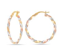 LeCalla 925 Argento 925 Orecchini a cerchio Gioielli Placcati oro 14K Tre toni Click-Top Leggero Design Italiano Orecchino a cerchio medio per donna 30 MM