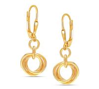 LeCalla 925 Argento 925 placcato oro 14K Orecchini pendenti eleganti di design Regalo di classe Orecchini pendenti minimalisti a cerchio con nodo d'amore per donne 32 MM